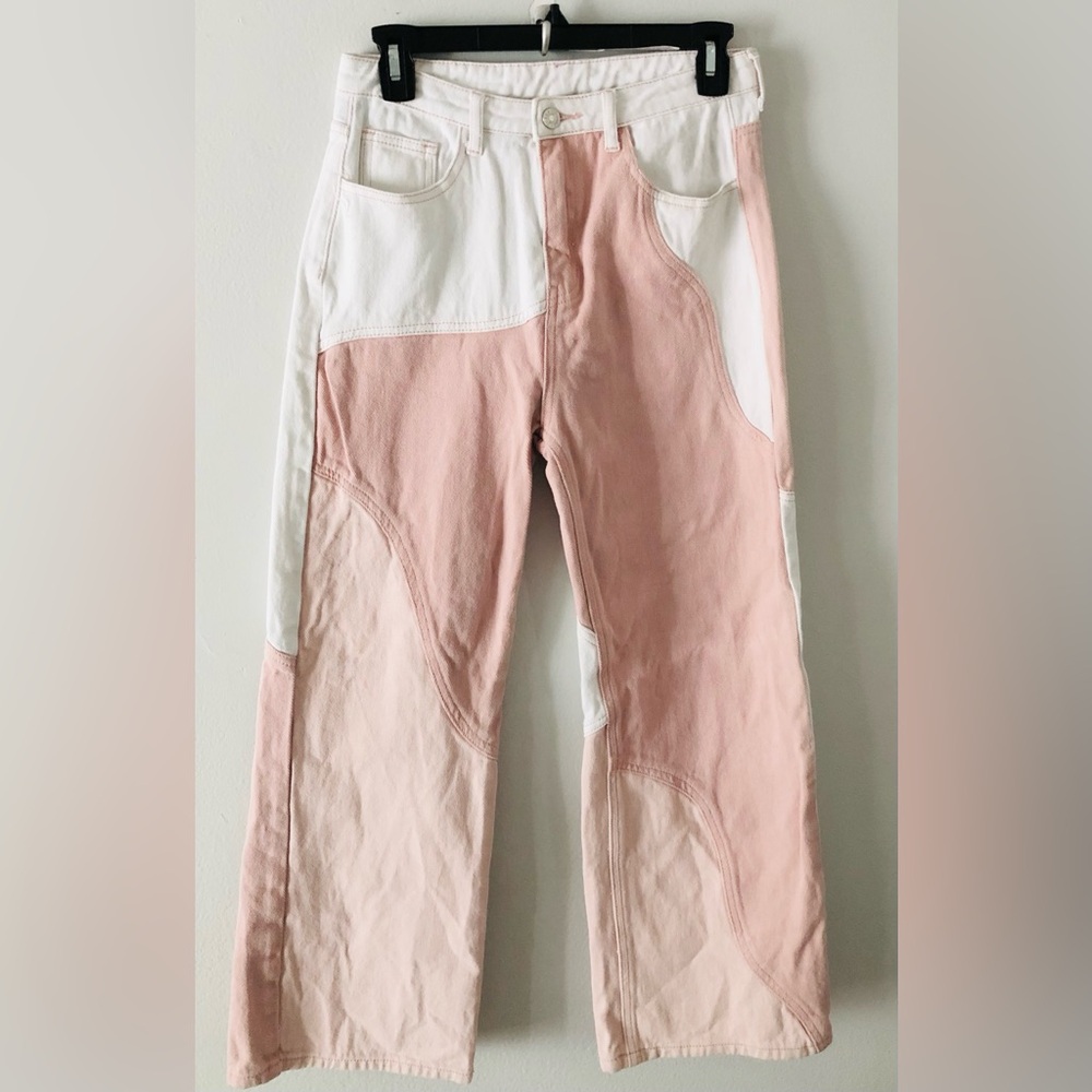 Cider Pink and Cream Colorblock Jeans - Picture 2 of 5